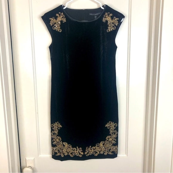 White House Black Market Dresses & Skirts - WHBM Black velvet sleeveless (cap sleeves) embellished cocktail dress Size XXS